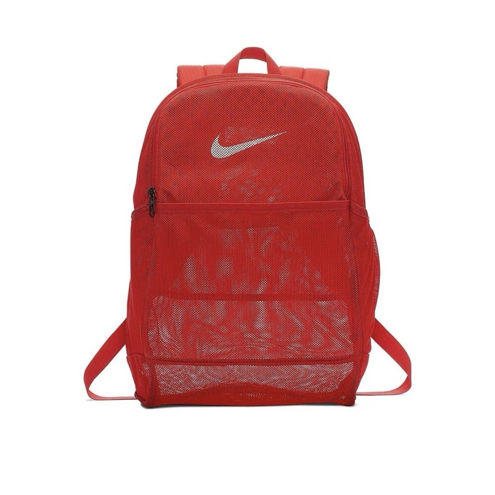 Nike Brasilia Mesh Backpack Gym Training Bag Red 26L BA6050-657 NEW